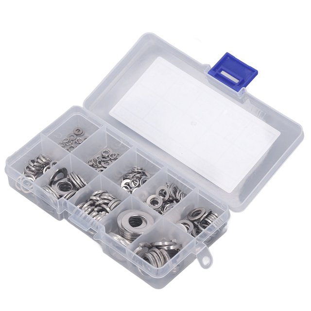 Kit de arandelas de seguridad planas caja fuerte M25 M3 M4 M5 M6 M8 M10 Arandelas de acero inoxidable de fácil organización resistentes a la corrosión con caja de plástico ANGGREK Otros