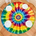 thumbnail image 2 of Colorful Tie Dye Mandala Pattern Round Fitted Tablecloth with Elastic Edge,Dining Table Cover Waterproof,Outdoor Round Tablecloth for Camping,Dining,Indoor and Outdoor, 2 of 7
