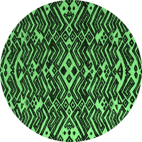 Ahgly Company Indoor Round Abstract Emerald Green Modern Area Rugs, 6' Round