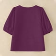 thumbnail image 6 of TARIENDY Summer Casual Shirts for Women Puff Sleeve Notch Neck T Shirt Loose Fit Solid Color Going Out Tops Trendy Outfits Purple XL, 6 of 7