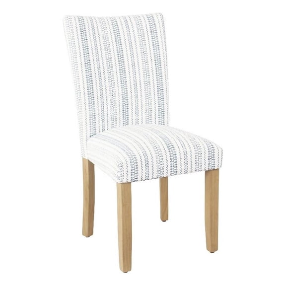 Benjara Jax Parsons Dining Chair Set of 2- Blue and White Farmhouse Striped