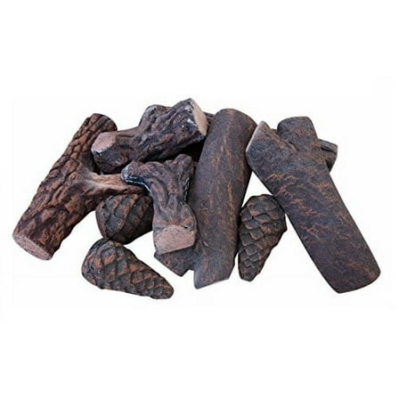 Small Gas Fireplace Logs 9 Piece Set of Ceramic Wood Logs. All Types of Indoor, Gas Inserts, Ventless & Vent Free, Electric, or Outdoor Fireplaces & Fire Pits. Realistic Clean Burning Accessories