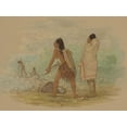 thumbnail image 2 of Catlin, George 32x25 Black Ornate Wood Framed with Double Matting Museum Art Print Titled - Flathead Indians, 1861, 2 of 4