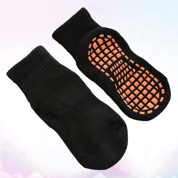 LOLIPPYY 3 Pairs Nonslip Floor Socks for Kids Made of Cotton Comfortable Black Socks for Trampoline and Everyday Wear Size S