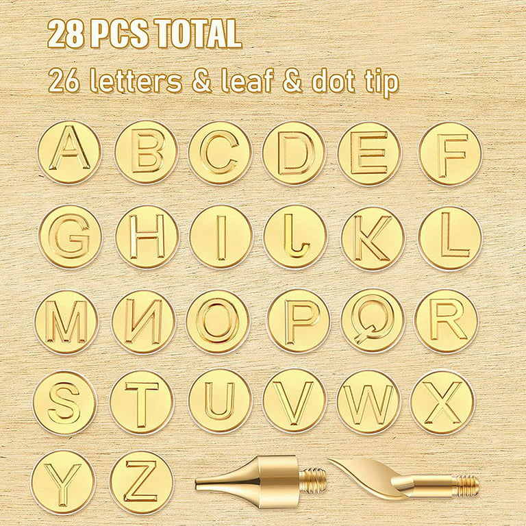 Wood Burning Tips Letters Uppercase Alphabet Branding and Personalization  Set for Wood and Other Surfaces by Wooden Letters (Include 26 Letters +2