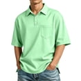 thumbnail image 2 of Men's Polo Shirts Short Sleeve with Pocket T-Shirts Buttons Casual Polo Moisture Wicking Golf Shirts Mint Green 3XL, 2 of 7