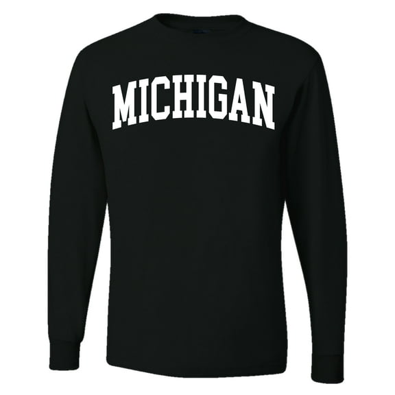 Wild Bobby State of Michigan College Style Men Long Sleeve Shirt