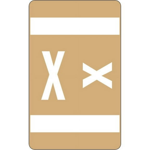Smead AlphaZ ACCS Color-Coded Labels "X" - 1" x 1.63" Length - Light Brown - 10 / Sheet - 100 / Pack