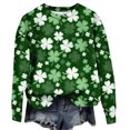 thumbnail image 2 of Qiopertar Mode Femmes Saint-Patrick Décontracté Manches Longues Col Rond Imprimé Chandail en Molleton Dames Hauts Blouse Offres de la Semaine Liquidation Moins de 5$ jusqu'à 90 % de Réduction, 2 of 4