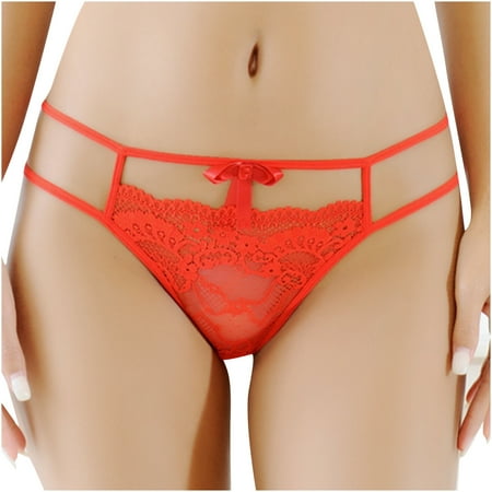

Ruhiku GW Ladies Thong Lace Cutout Design Thong Low Waist Lingerie Sexy