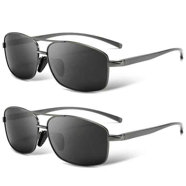 Gafas de Sol SUNGAIT Ultra Ligeras Rectangulares para Hombre Gris x2