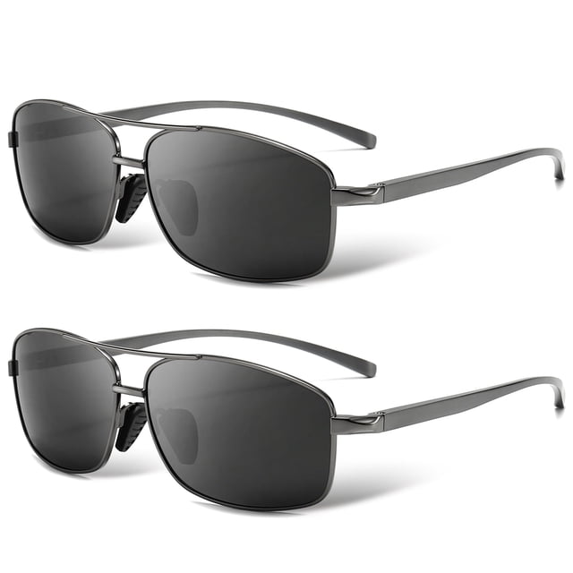 Gafas de Sol SUNGAIT Ultra Ligeras Rectangulares para Hombre Gris x2