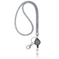 thumbnail image 1 of ID Card Lanyard, 32.9" Breakaway Safety Clasp Rhinestone Lanyards Crystal ID Card Holder (Grey, Retractable Badge), 1 of 7