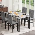 thumbnail image 4 of MIERES Dining Table Set for 4, Modern 5 Piece Dining Table Set, Faux Marble Kitchen Table and 4 Velvet Upholstered Chairs for Apartments, Dining Rooms, Small Spaces, Beige/Gray, 4 of 9