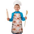 thumbnail image 2 of Halloween Cute Icons on Pink Pattern Kids Aprons for Girls and Boys,Adjustable Neck Strap Toddler Aprons for Kids Cooking Baking,23.6"x19", 2 of 7