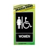 Hy-Ko Braille Ada Sign Black 6" X 9" Handicap Women Plastic Pack of 3