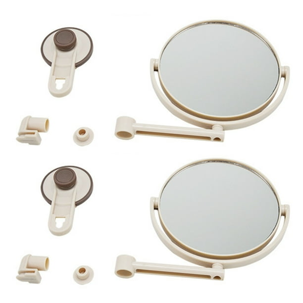 2piezas Espejo de Baño Espejo Cosmético 1X / 3X Ampliación Ventosa Espejo de Maquillaje