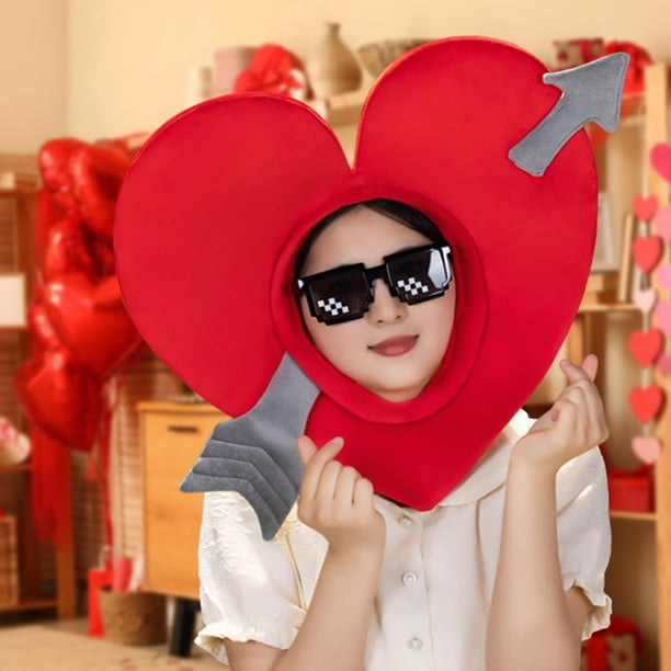 Sombrero de corazón rojo para aniversario, accesorio fotográfico para adultos, unisex, decorativo, para fiesta de cosplay