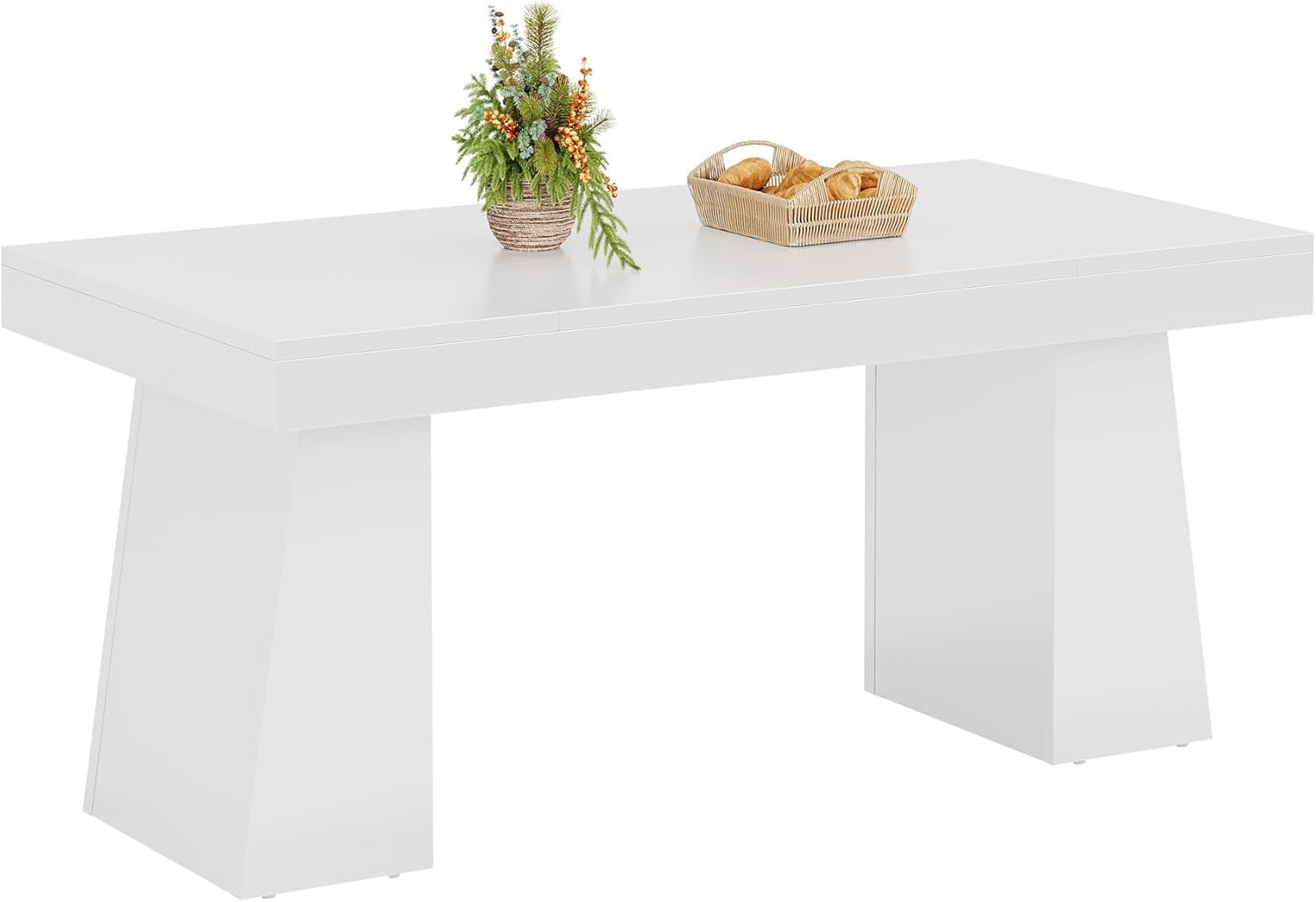 Tribesigns 55“ Dining Table for 4-6, Rectangular Wooden Dining Room Table, Kitchen Dinner Table, White