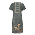 thumbnail image 4 of Dyegold Sundresses for Women Casual Beach - Womens Summer Dresses V-Neck Short Sleeve Vintage Floral Print Plus Size Maxi Sun Dress ​Summer Beach ​Holiday ​Dresses, 4 of 5