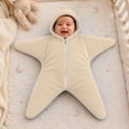 thumbnail image 6 of Kakishop Newborn Baby Star Shape Hooded Zipper Onesie Infant Winter Warm Solid Color Halloween Outfit (Khaki,0-3 Months), 6 of 9