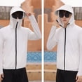 thumbnail image 4 of 1 pieza de adulto blanco con ala extraíble protección UV estilo fino abrigo transpirable ropa de pesca con protección solar, 4 of 5