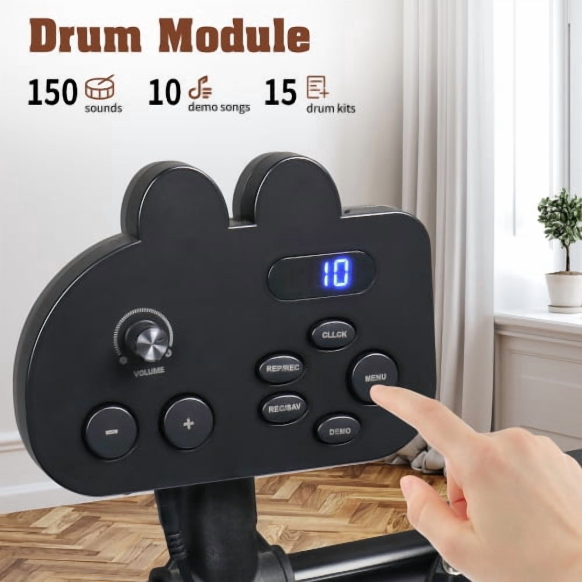 Ktaxon Electronic Drum Set for Beginner with 4 x 7in Drum Pads, 3x 10in Cymbals, 150  Sounds, Drum Module, Headphones, Drumsticks