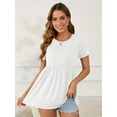 thumbnail image 5 of Yawrut Women's Maternity Tops White Short Sleeve Scoop Neck Elastic Band High Waist ShirtsPregnancy Clothes, 5 of 7