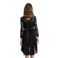 thumbnail image 2 of iEFiEL Flower Girls Lace Chiffon Dress Long Sleeve High-Low Hem Wedding Birthday Party Dress Pageant Ball Gown Black 10, 2 of 7