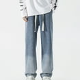 thumbnail image 6 of Zylarhe Casual Pants for Men Male Gradient Jeans Casual Loose Straight Leg Wide Leg Pants With Elastic Waist And Floor Length Pants Casual Pants Relaxed Fit Cargo Pants for Men, 6 of 8