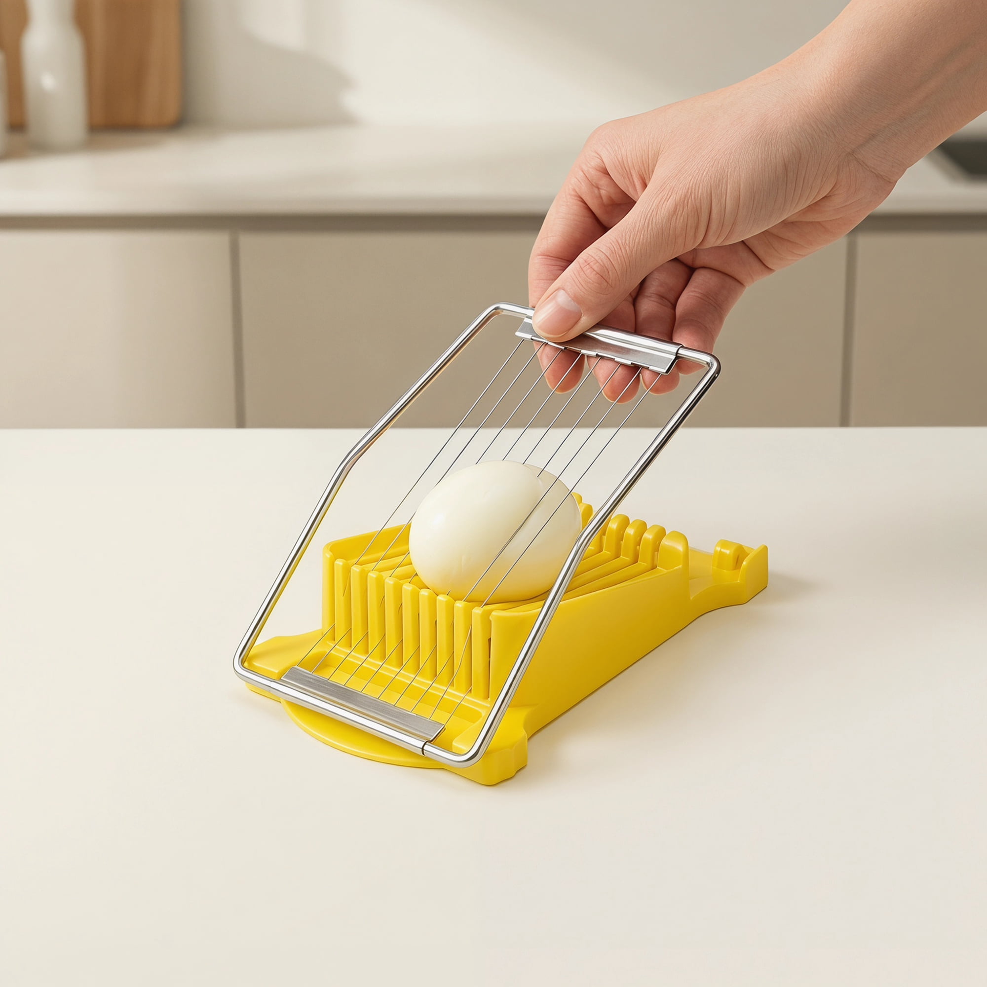 Unique Bargains Stainless Steel Wire Luncheon Meat Slicer for Cooking Yellow 5"x7.8"