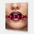 thumbnail image 3 of Designart ' Girl With Red Pearls In Mouth In A Sensual Pose ' Modern Canvas Wall Art Print, 3 of 4