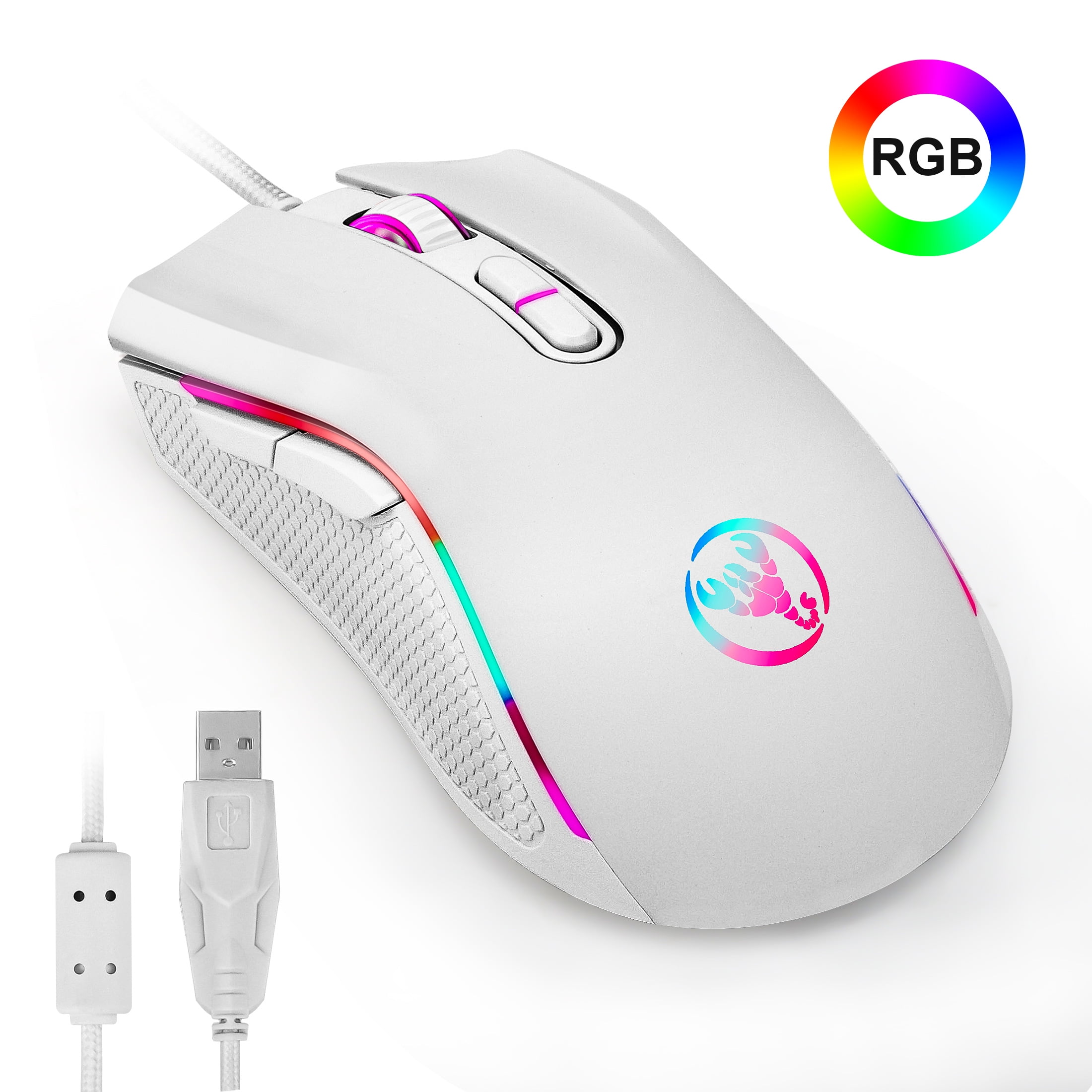 Wired Gaming Mouse, Lightweight Computer Mouse with 4 Adjustable DPI, Optical Computer Mice with 5FT Cord for Laptop, PC, Desktop, Notebook