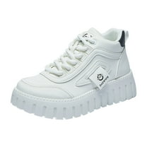 Dakaela Women's Platform Sneakers High Top Canvas Shoes Lace up Casual Walking Tennis Shoe White 6