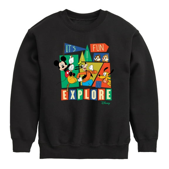 Disney - Mickey & Friends - It's Fun To Explore - Youth Crewneck Fleece Sweatshirt