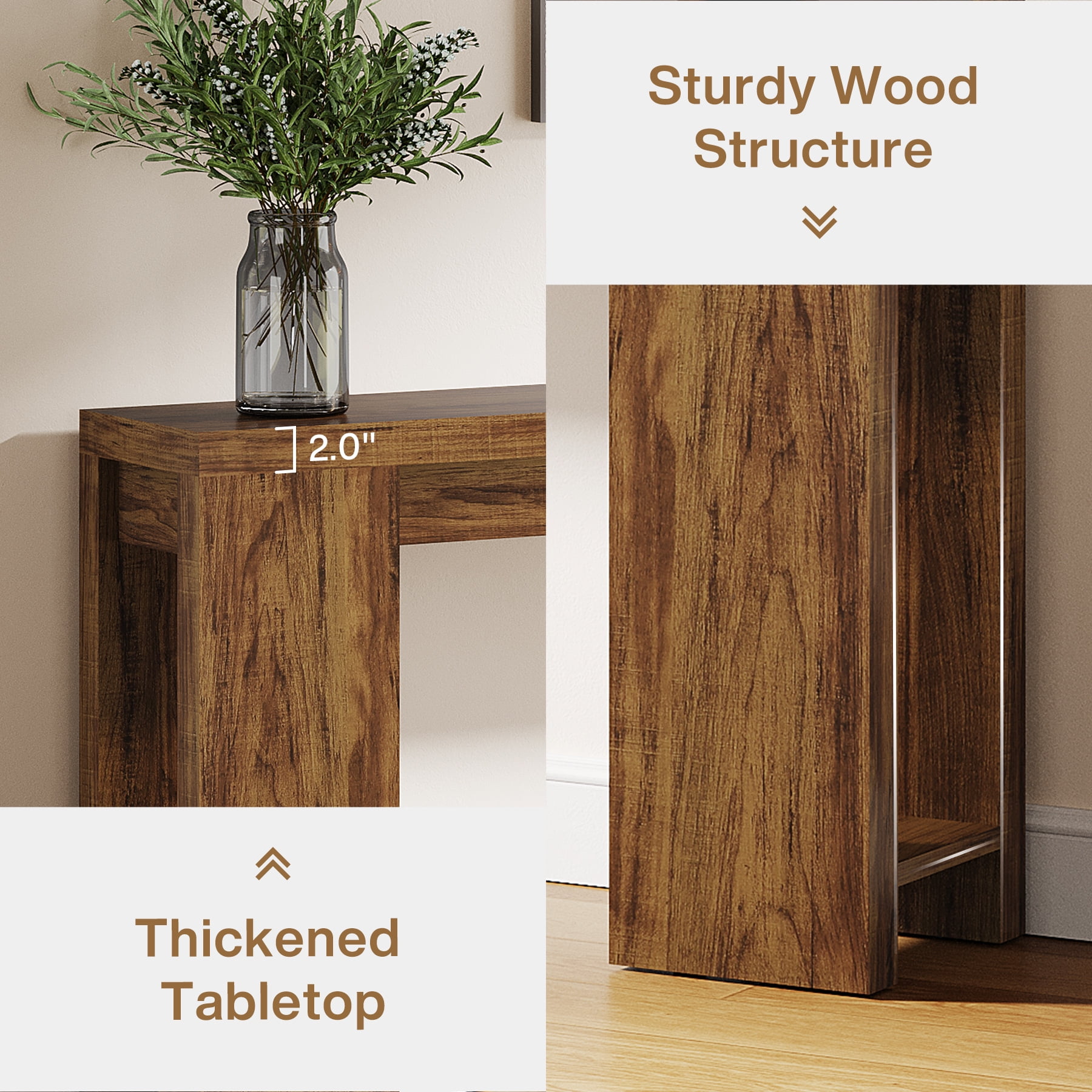 Tribesigns 70.9" Farmhouse Console Table, Wood Sofa Table Behind Couch, Narrow Long Entryway Table for Hallway, Walnut Brown