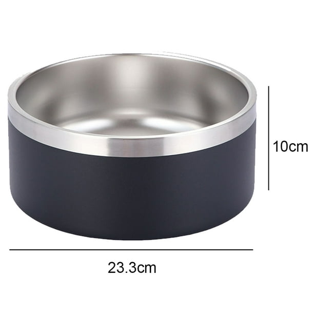Taiwo 100 Oz Extra Large Insulated Dog Water Bowl | Stainless Steel Pet Bowl |non-Slip Rubber Base Black