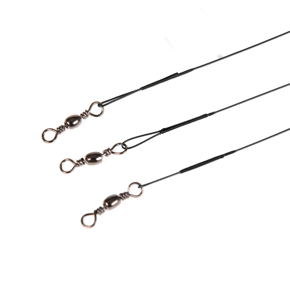 10 x Stainless Steel Trace Wire Leader Fishing Lines Leaders With Snap /& Swivel