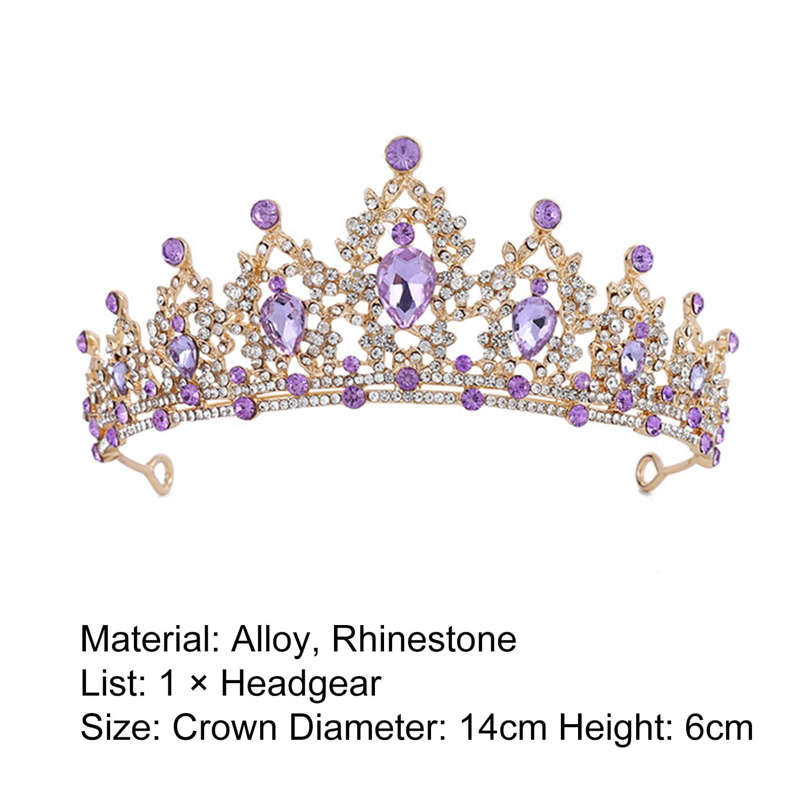 Jiaroswwei Bridal Crown Temperament Shiny Purple Rhinestone Tiaras Crowns Bridal Headband Hairwear Hair Jewelry Ornaments for Party