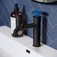 thumbnail image 4 of Avallon Single Hole, Single-Handle Wheel, Bathroom Faucet in Matte Black with Blue Handle, 4 of 11