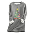 thumbnail image 2 of Meihcang Chandails en Molleton Doublés en Sherpa pour Femmes Grande Taille Graphique Arbre de Noël Col Rond Chandail en Molleton Chaud Hiver Tops de Noël, 2 of 4