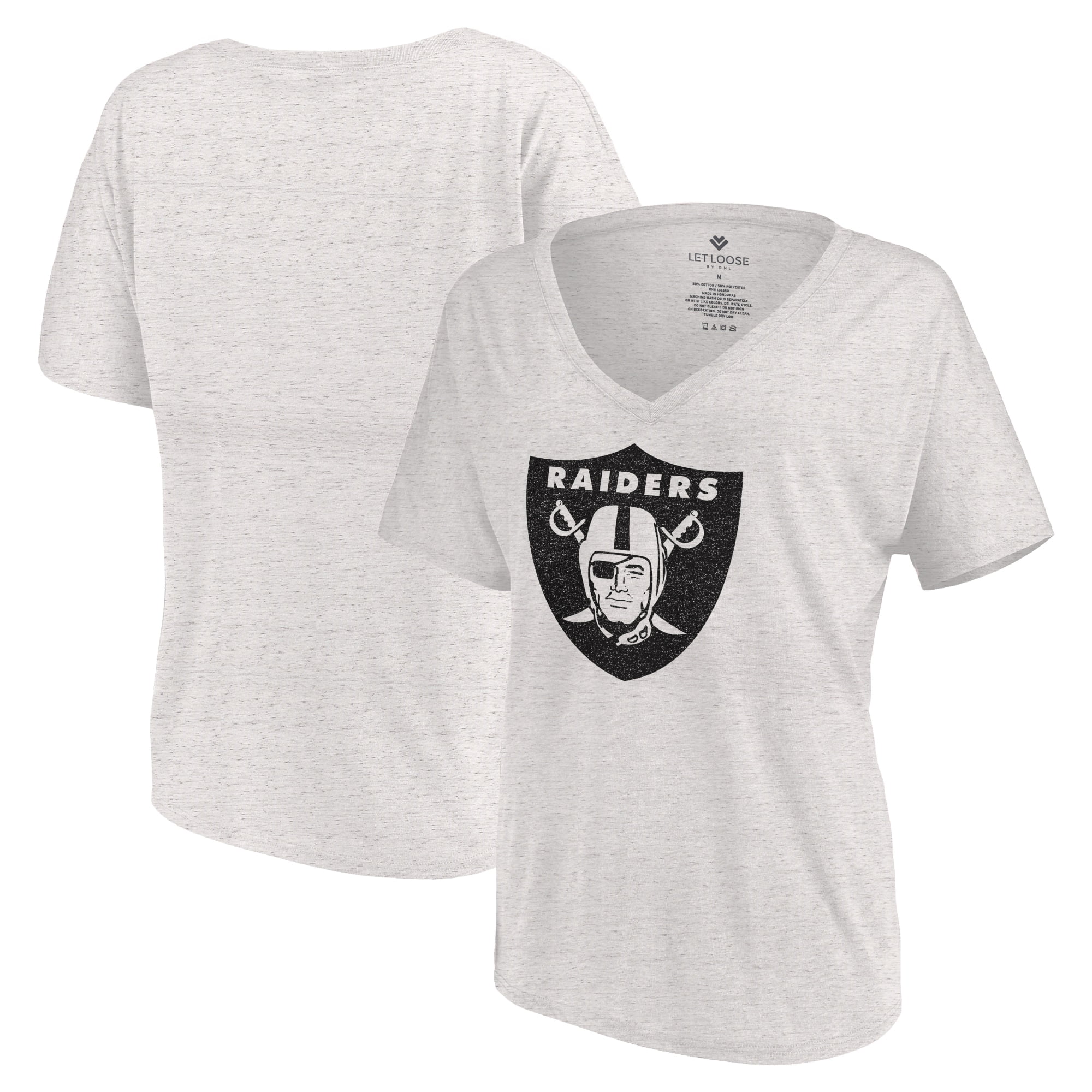 Women's Let Loose by RNL White Las Vegas Raiders Distressed Primary V-Neck  T-Shirt - Walmart.com