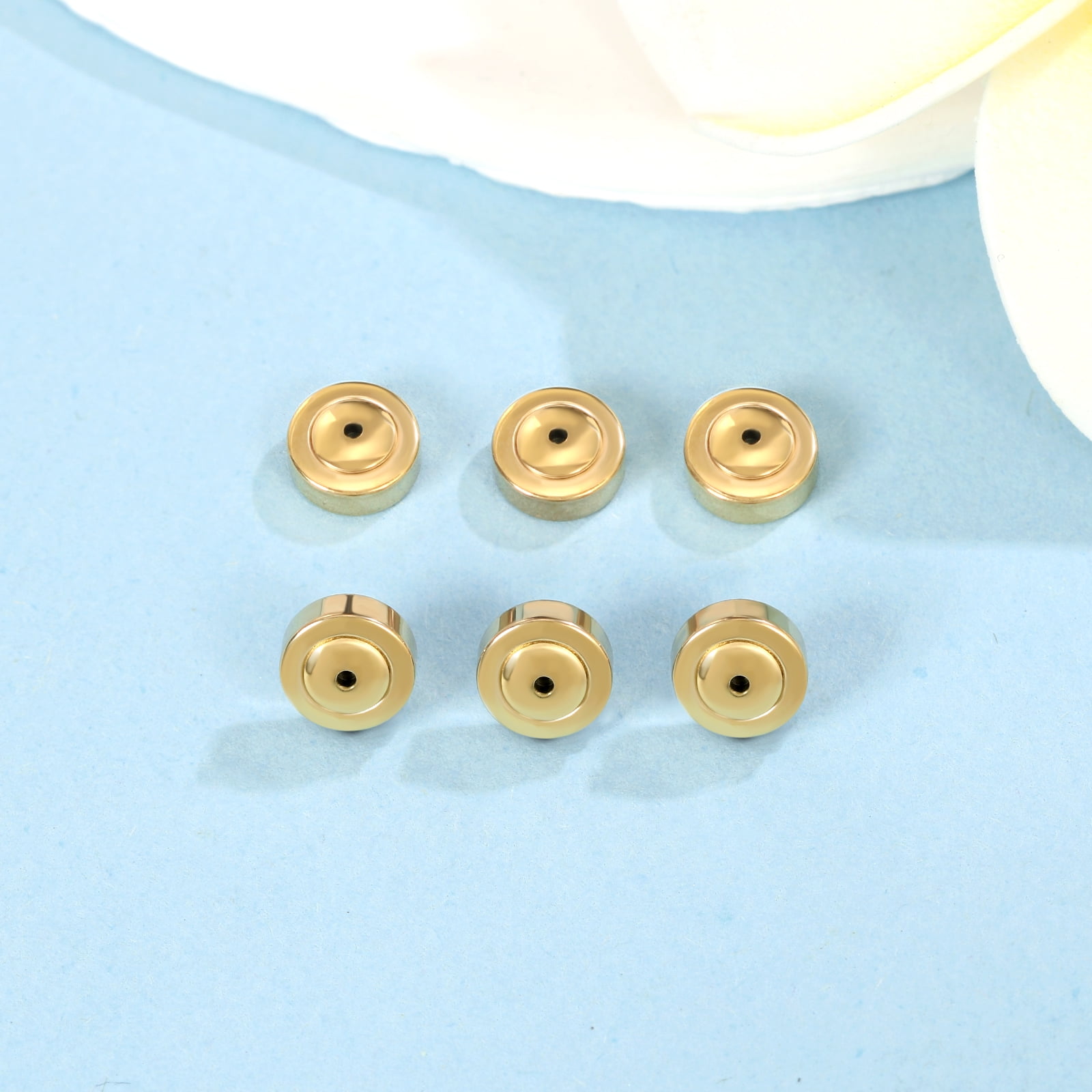 Gold Earring Backs, JIACHARMED Disc Earring Backs - Set of 46Large 18K Gold Pierced Earring Replacements for Droopy Ears Heavy Earrings, Studs, and Diamonds - Durable and Elegant Design