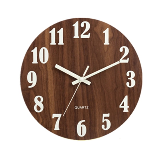 12inch Luminous Vintage Wall Clock Wooden Round Antique Hanging Clocks for Living Room Bedroom Office