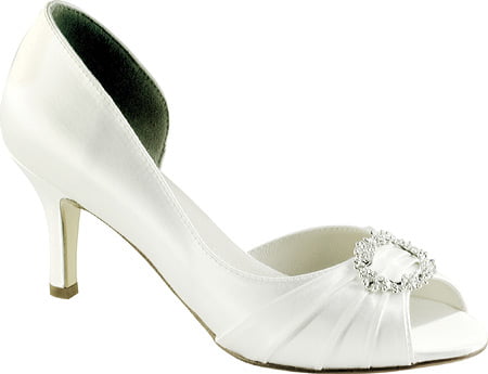 Touch Ups Flash Dyeable White Satin High Heel Formal Wedding Prom Bridal Shoes 