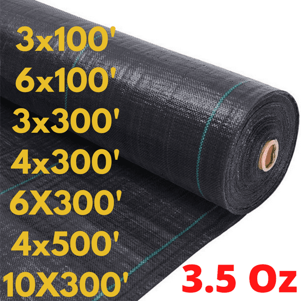 JM Gardens 4 ft x 300 ft Weed Barrier, Black Landscape Fabric, Weed
