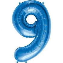 Number 9 - Blue Helium Foil Balloon - 34 inch
