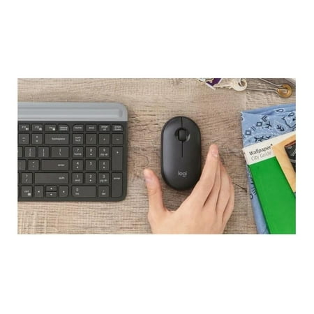 Logitech - Pebble i345 Bluetooth Optical Ambidextrous Mouse for iPad - Graphite