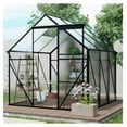 thumbnail image 2 of 6X6FT-BLACK Polycarbonate Greenhouse Raised Base and Anchor Aluminum Heavy Duty Walk-in Greenhouses for Outdoor Backyard in All Season (W540S00002), 2 of 8