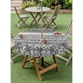 thumbnail image 4 of Outdoor Tablecloth with Umbrella Hole for Patio/Picnic/Party/Camping, Grey White Boho Waterproof Table Cloth Round Cover Washable, Vintage Ethnic Tribe Abstract Art (Dia 54"), 4 of 8